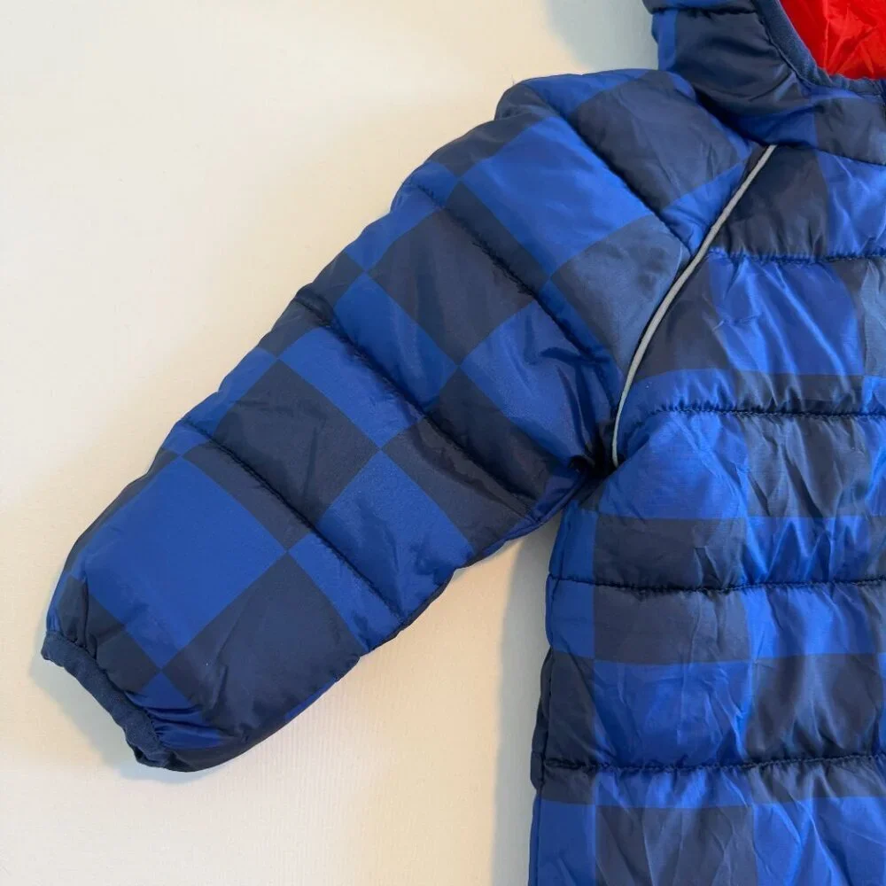 HANNA ANDERSSON Insulated Hooded Full Zip Snowsuit Blue Checkered 70cm